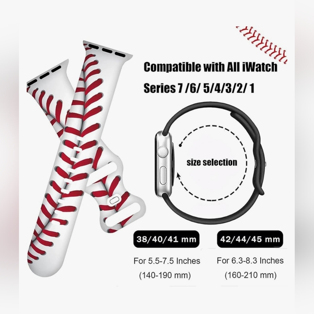 Baseball stitch Apple Watch Band - Picture 3 of 3